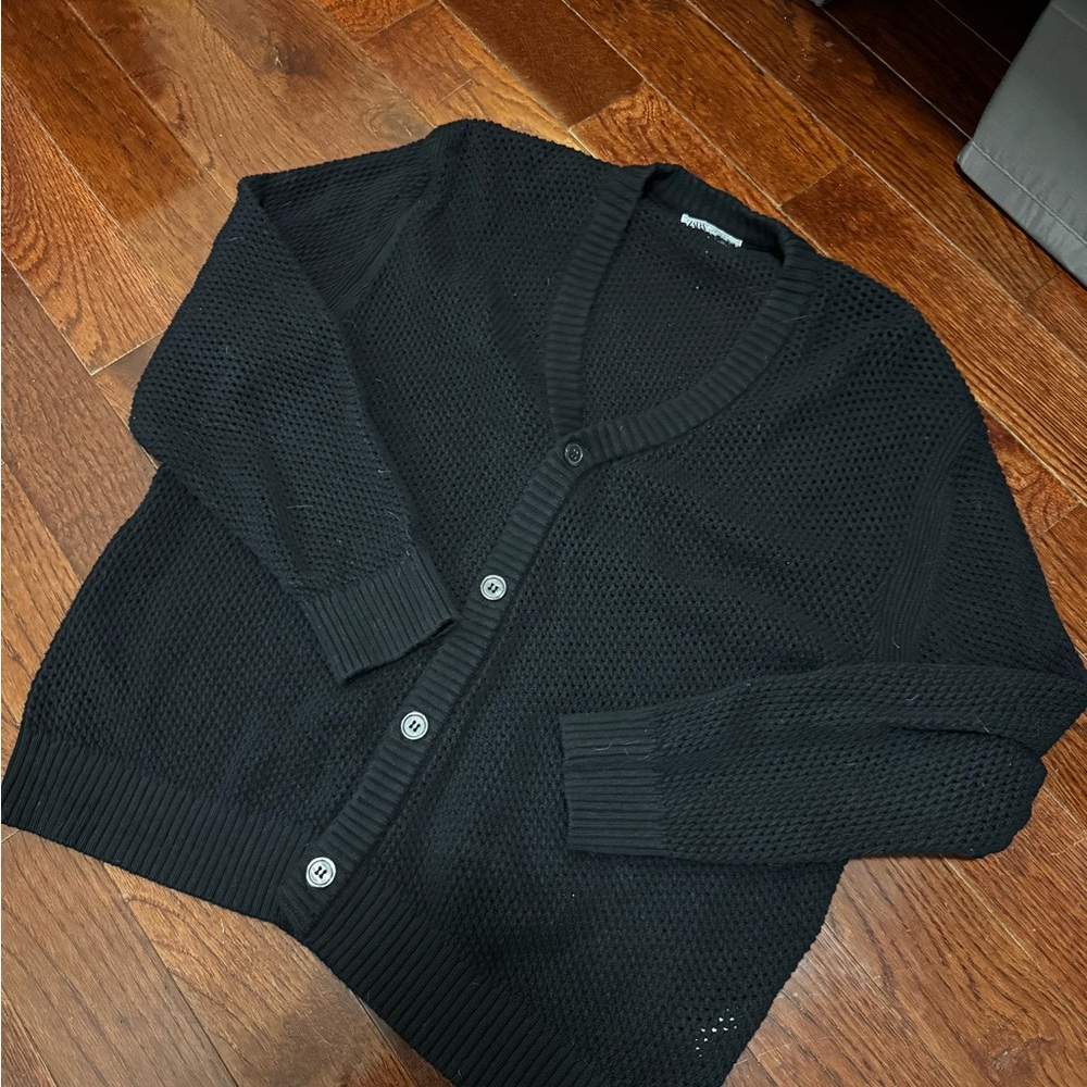 Zara Black Knit Cardigan Sweater